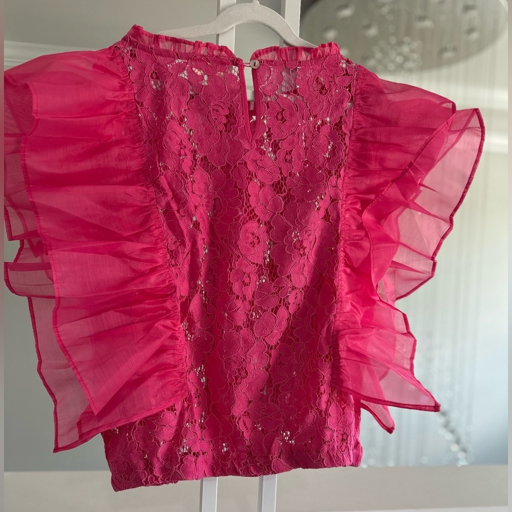 POL Pink Lace Ruffle Top - Picture 4 of 5